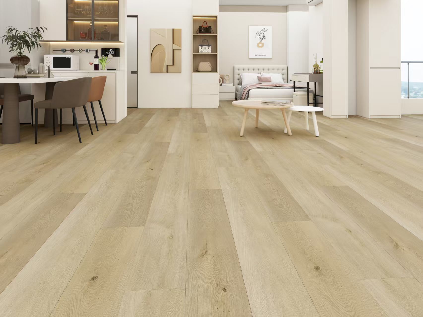 Realistic wood-look vinyl floor texture
